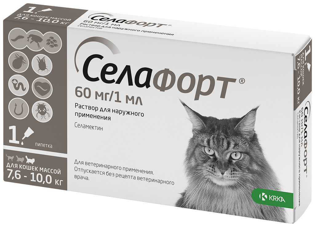 Селафорт №1 60мг, 7,6-10кг д/кошек