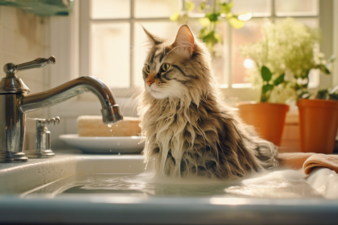 Как правильно помыть кота