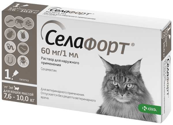 Селафорт №1 60мг, 7,6-10кг д/кошек